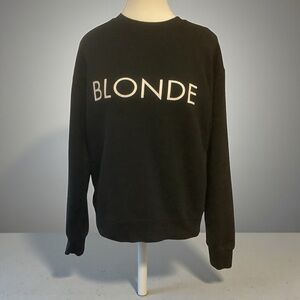 BRUNETTE THE LABEL BLONDE CREWNECK LONG SLEEVE SWEATER IN BLACK/ Size S/M
